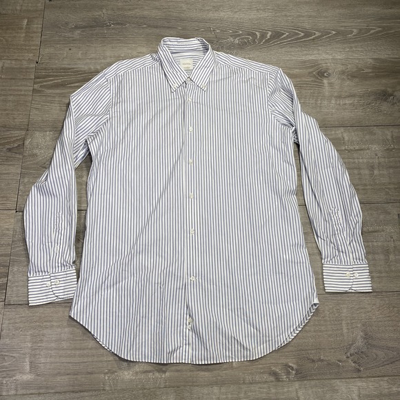 Brooks Brothers Shirt Mens Large Striped Button Down Made Italy Dress Shirt - Picture 1 of 8